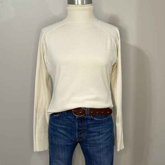 Pursuits Ltc Cream Silk Blend Turtleneck Size M - Picture 1 of 3